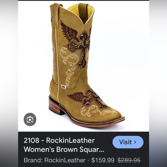 EUC RockinLeather Womens Brown Square Toe Western Boot 10B - Picture 13 of 13